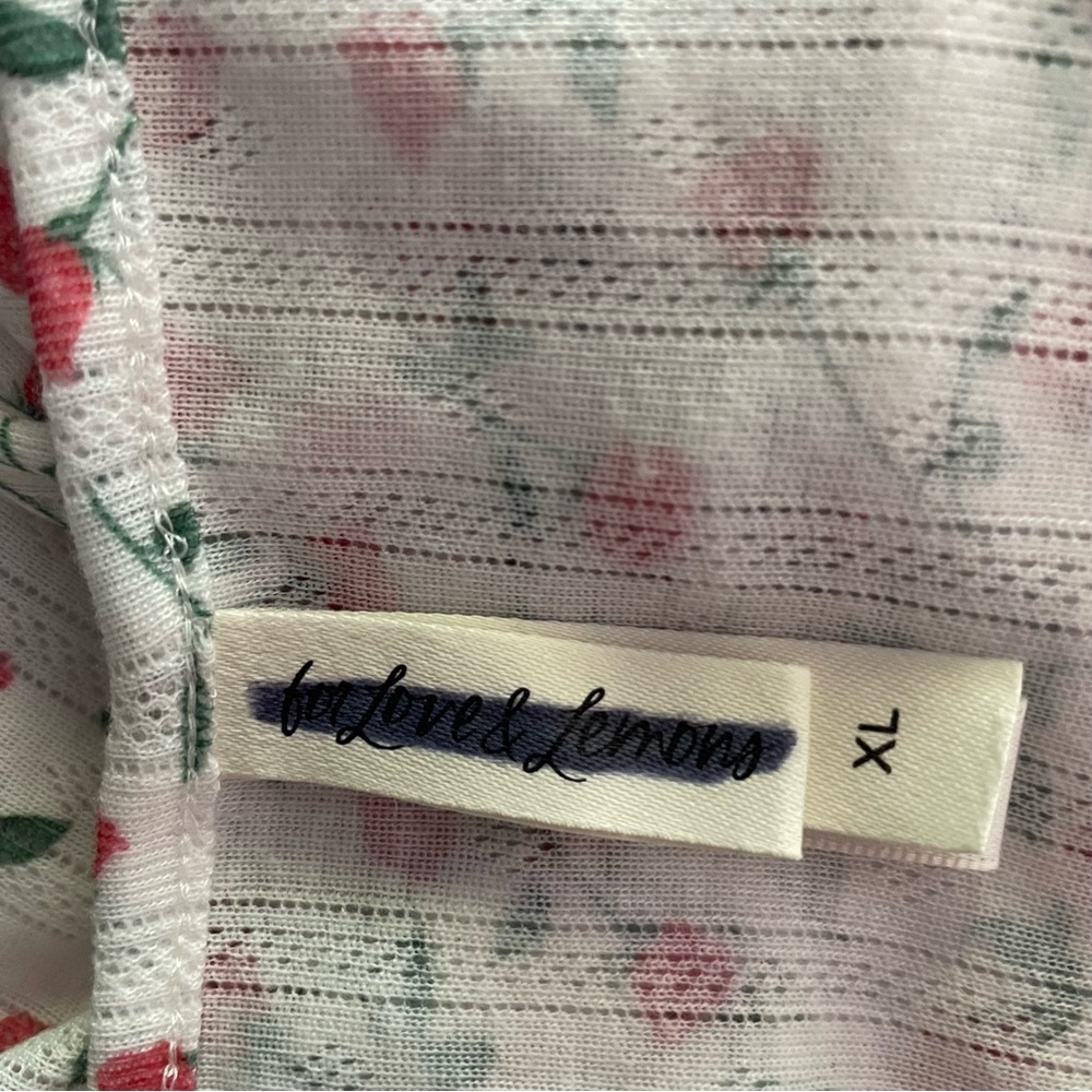 New! For Love & Lemons pointelle roses floral print white PJ top 26672 - Picture 6 of 9